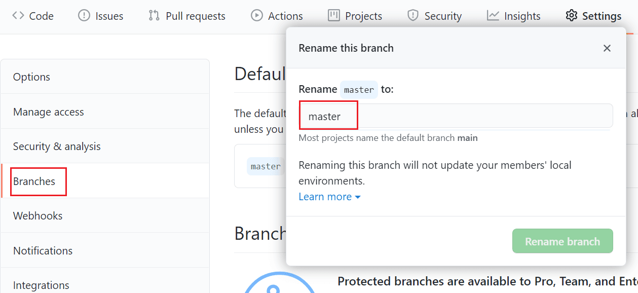git rename branch